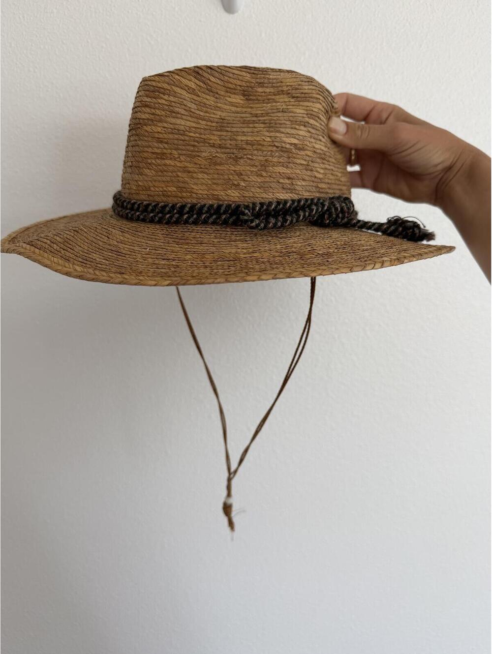 Vintage Handmade Mexican Sahuayo Legitimo Wide Brim Straw Hat Sz ML Boho Summer - Picture 6 of 6